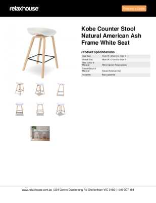Tear Sheet: Kobe Counter Stool Natural American Ash Frame White Seat