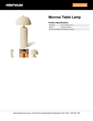 Tear Sheet: Monroe Table Lamp 