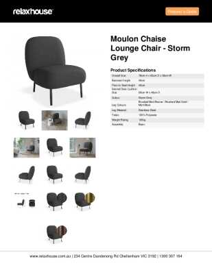 Tear Sheet: Moulon Chaise Lounge Chair - Storm Grey 