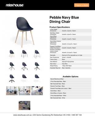 Tear Sheet: Pebble Navy Blue Dining Chair 