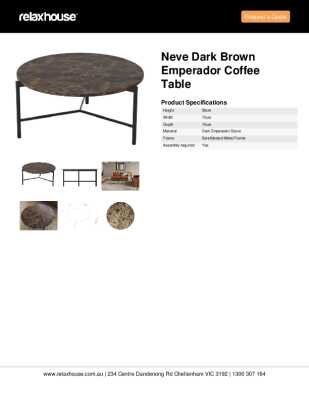 Tear Sheet: Neve Dark Brown Emperador Coffee Table 