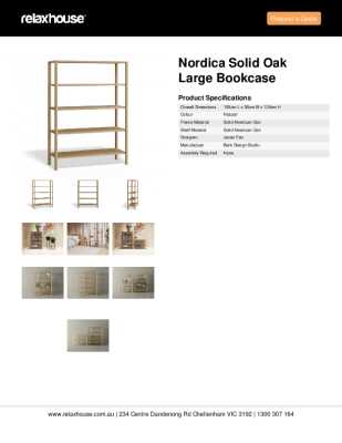 Tear Sheet: Nordica Solid Oak Large Bookcase 