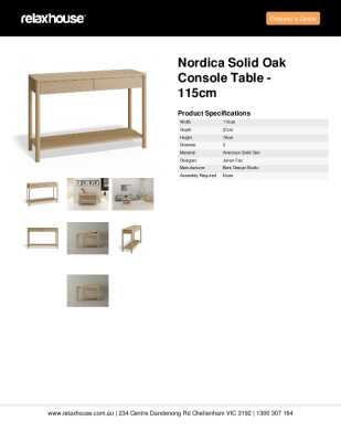 Tear Sheet: Nordica Solid Oak Console Table - 115cm