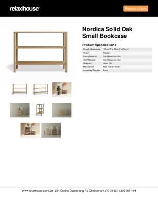 Tear Sheet: Nordica Solid Oak Small Bookcase 