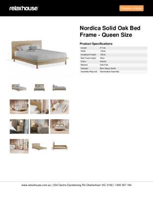 Tear Sheet: Nordica Solid Oak Bed Frame - Queen Size 