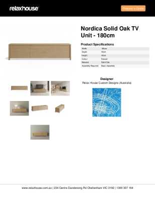 Tear Sheet: Nordica Solid Oak TV Unit - 180cm