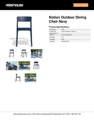 Tear Sheet: Notion Outdoor Dining Chair Navy 