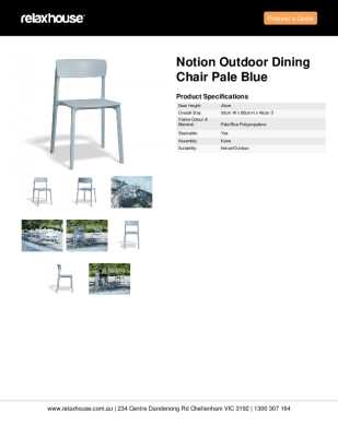 Tear Sheet: Notion Outdoor Dining Chair Pale Blue 