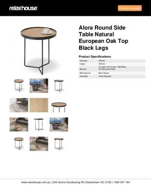 Tear Sheet: Alora Round Side Table Natural European Oak Top Black Legs