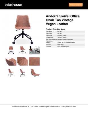 Tear Sheet: Andorra Swivel Office Chair Tan Vintage Vegan Leather