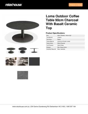Tear Sheet: Loma Outdoor Coffee Table 90cm Charcoal with Basalt Ceramic Top