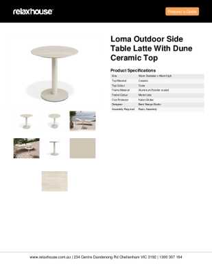 Tear Sheet: Loma Outdoor Side Table Latte with Dune Ceramic Top