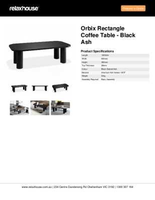 Tear Sheet: Orbix Rectangle Coffee Table - Black Ash