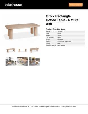 Tear Sheet: Orbix Rectangle Coffee Table - Natural Ash