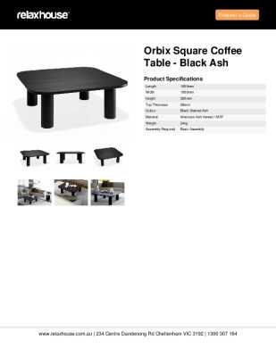 Tear Sheet: Orbix Square Coffee Table - Black Ash