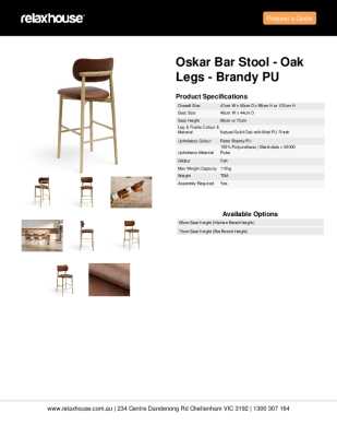 Tear Sheet: Oskar Bar Stool - Oak Legs - Brandy PU