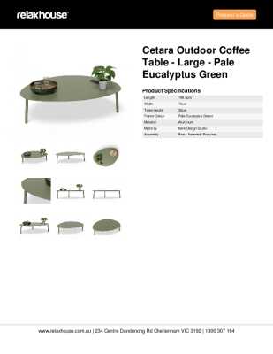Tear Sheet: Cetara Outdoor Coffee Table - Large - Pale Eucalyptus Green