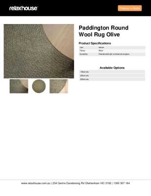 Tear Sheet: Paddington Round Wool Rug Olive