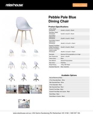 Tear Sheet: Pebble Pale Blue Dining Chair 