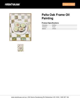 Tear Sheet: Palta Oak Frame Oil Painting