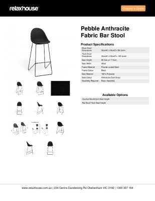 Tear Sheet: Pebble Anthracite Fabric Bar Stool