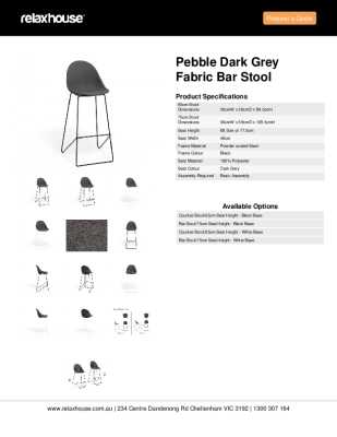 Tear Sheet: Pebble Dark Grey Fabric Bar Stool 