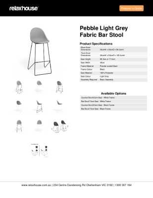 Tear Sheet: Pebble Light Grey Fabric Bar Stool 