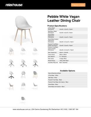 Tear Sheet: Pebble White Vegan Leather Dining Chair 