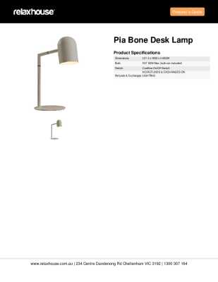 Tear Sheet: Pia Bone Desk Lamp