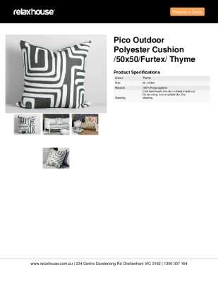 Tear Sheet: Pico Outdoor Polyester Cushion /50x50/Furtex/ Thyme