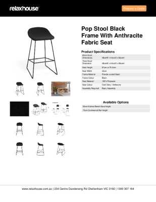 Tear Sheet: Pop Stool Black Frame with Anthracite Fabric Seat