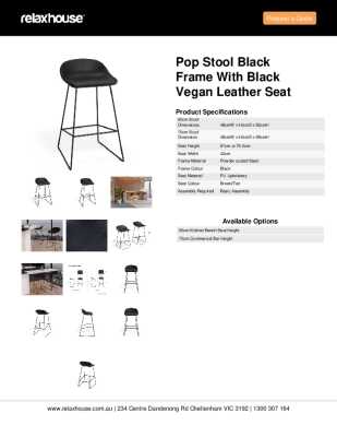 Tear Sheet: Pop Stool Black Frame with Black Vegan Leather Seat