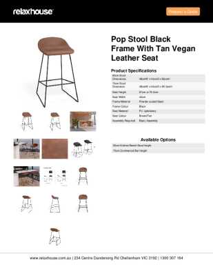 Tear Sheet: Pop Stool Black Frame with Tan Vegan Leather Seat