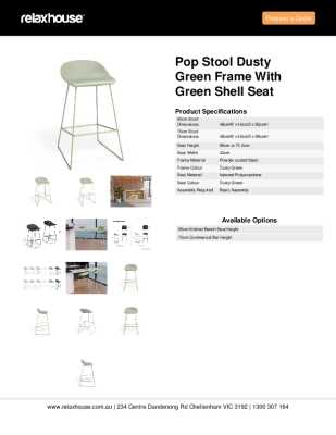 Tear Sheet: Pop Stool Dusty Green Frame with Green Shell Seat