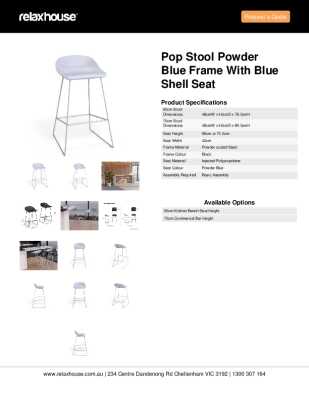 Tear Sheet: Pop Stool Powder Blue Frame with Blue Shell  Seat