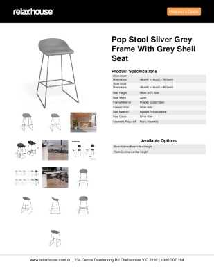 Tear Sheet: Pop Stool Silver Grey Frame with Grey Shell Seat