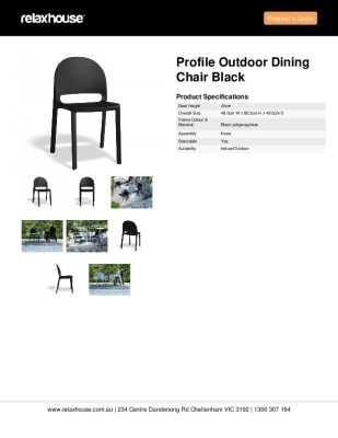 Tear Sheet: Profile Outdoor Dining Chair Black 