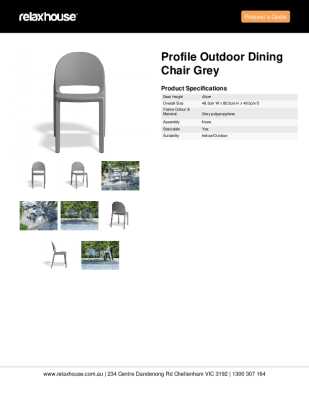 Tear Sheet: Profile Outdoor Dining Chair Grey