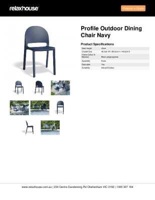 Tear Sheet: Profile Outdoor Dining Chair Navy 