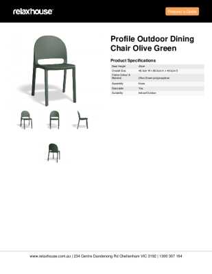 Tear Sheet: Profile Outdoor Dining Chair Olive Green