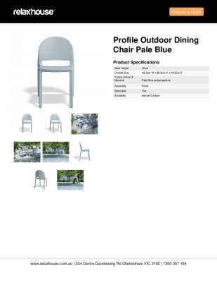 Tear Sheet: Profile Outdoor Dining Chair Pale Blue 