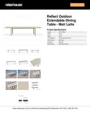 Tear Sheet: Reflect Outdoor Extendable Dining Table - Matt Latte