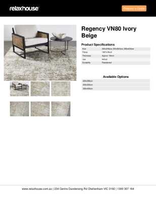 Tear Sheet: Regency VN80 Ivory Beige