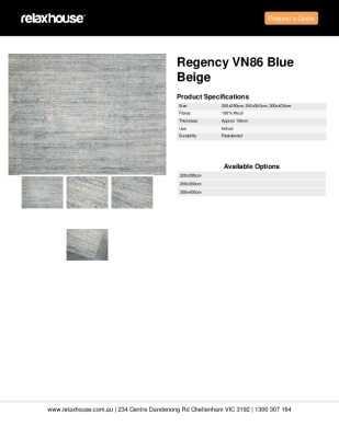 Tear Sheet: Regency VN86 Blue Beige