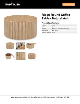 Tear Sheet: Ridge Round Coffee Table - Natural Ash
