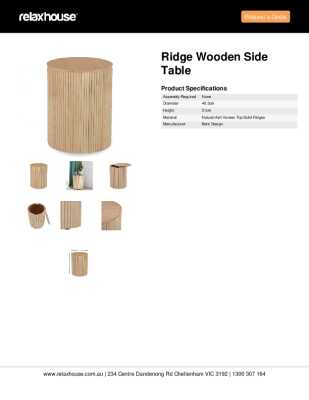 Tear Sheet: Ridge Wooden Side Table 