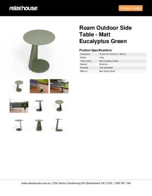Tear Sheet: Roam Outdoor Side Table - Matt Eucalyptus Green