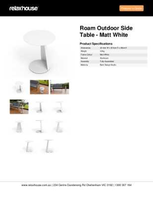 Tear Sheet: Roam Outdoor Side Table - Matt White