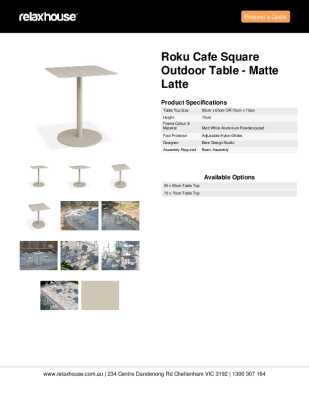 Tear Sheet: Roku Cafe Square Outdoor Table - Matte Latte