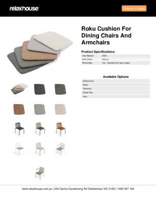 Tear Sheet: Roku Cushion for Dining Chairs and Armchairs